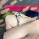 Art Deco 0.87 CTW Diamond Platinum Lotus Engagement Ring Wilson's Estate Jewelry