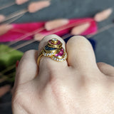 Vintage Sapphire Ruby Diamond 18 Karat Yellow Gold Gemstone Ring Wilson's Estate Jewelry