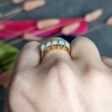 Victorian Opal Diamond 14 Karat Yellow Gold Band Ring Wilson's Estate Jewelry