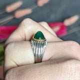 Vintage Buccellati 4.83 CTW Emerald Cabochon 18 Karat Two-Tone Gold Gemstone Ring Wilson's Estate Jewelry