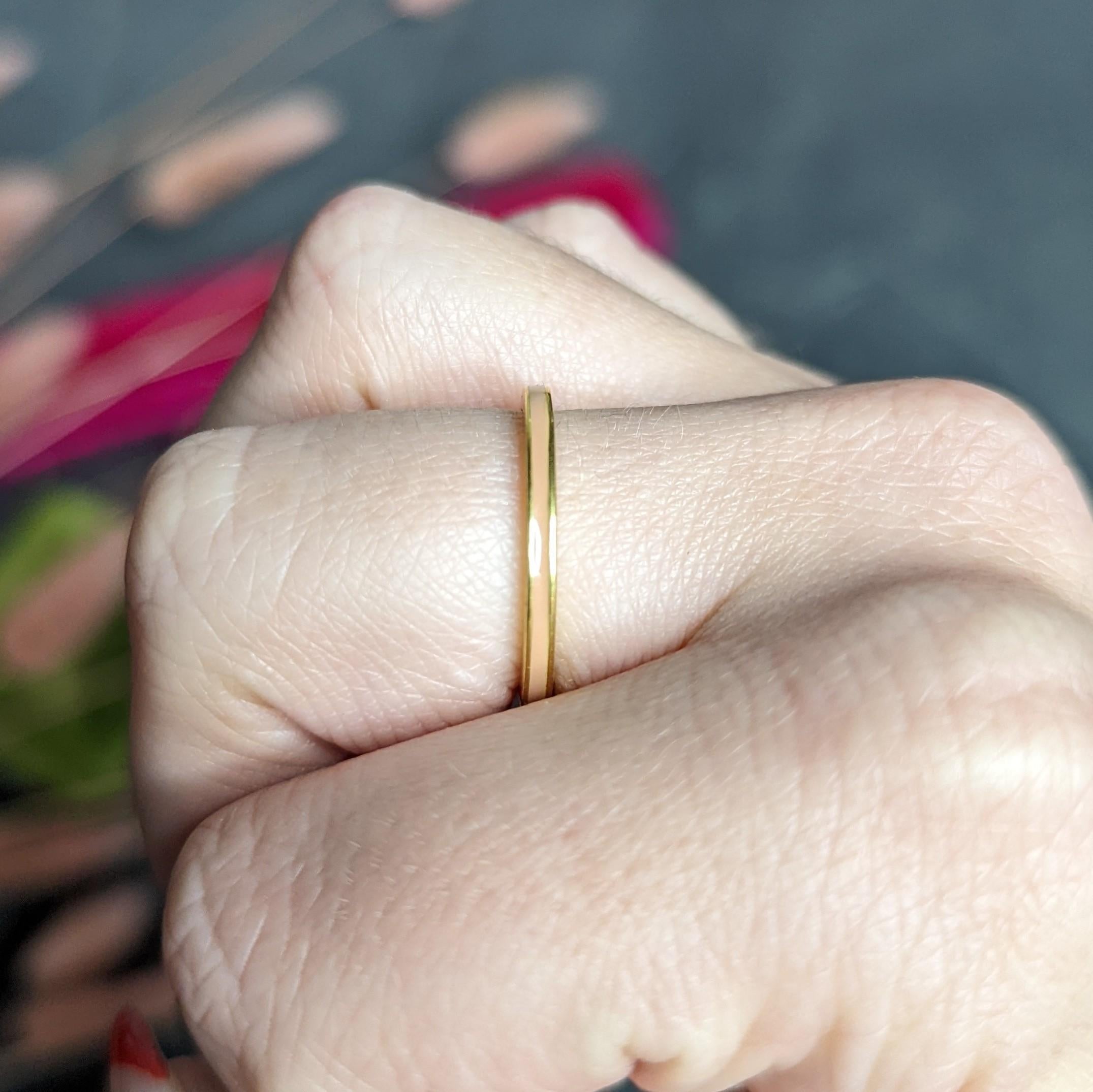 Hidalgo 1990's Vintage Peach Enamel 18 Karat Yellow Gold Eternity Band Ring