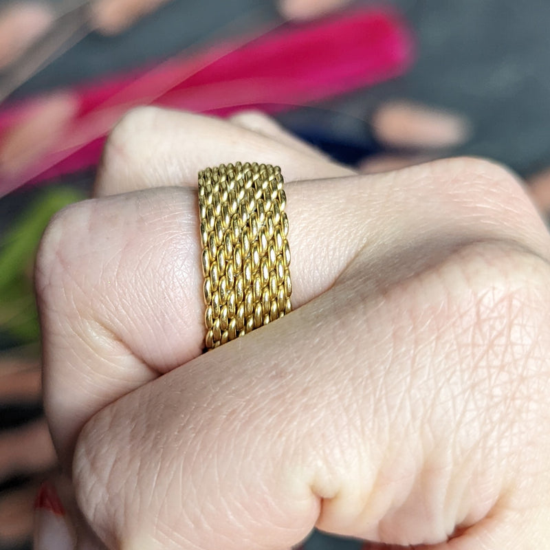 Tiffany & Co. Contemporary 18 Karat Yellow Gold Mesh Weave Somerset Band  Ring