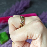 1940's Retro Ruby 14 Karat Tri-Colored Gold 7MM Unisex Band Ring Wilson's Estate Jewelry
