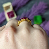 Victorian 2.50 CTW Ruby 18 Karat Yellow Gold Filigree Ring Wilson's Estate Jewelry