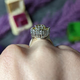Vintage 2.02 CTW Fancy Colored Diamond 18 Karat White Gold Cluster Ring Wilson's Estate Jewelry