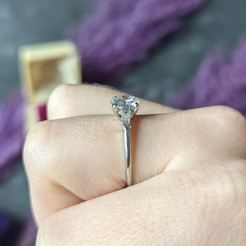 Mid-Century 1.57 CTW Diamond Platinum Vintage Engagement Ring GIA Wilson's Estate Jewelry