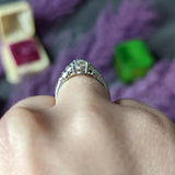 Vintage 1.76 CTW Oval Cut Diamond Platinum Stepped Engagement Ring GIA Wilson's Estate Jewelry