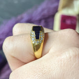 1970's Kurt Wayne 2.75 CTW Sapphire Diamond 18 Karat Yellow Gold Band Ring Wilson's Estate Jewelry