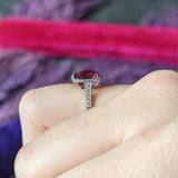 Contemporary 3.60 CTW Pink Sapphire Diamond Platinum Diamond Halo Gemstone Ring GIA Wilson's Estate Jewelry