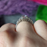 Vintage Art Deco 0.68 CTW Old Mine Diamond Platinum Bow Engagement Ring Wilson's Estate Jewelry