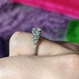 Vintage Art Deco 0.68 CTW Old Mine Diamond Platinum Bow Engagement Ring Wilson's Estate Jewelry