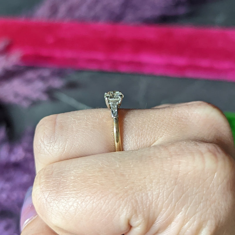 1942 Retro 0.93 CTW Old European Cut Diamond 14 Karat Two-Tone Engagement Ring Wilson's Estate Jewelry