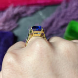 Vintage 9.10 CTW Tanzanite Diamond 18 Karat Yellow Gold Gemstone Ring Wilson's Estate Jewelry