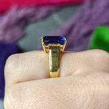 Vintage 9.10 CTW Tanzanite Diamond 18 Karat Yellow Gold Gemstone Ring Wilson's Estate Jewelry