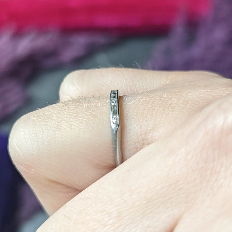 1950's Mid-Century Diamond Platinum Wedding Band Vintage Ring Wilson's Estate Jewelry