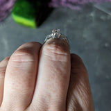 1950's Mid-Century 0.76 CTW Transitional Cut Diamond 14 Karat White Gold Vintage Engagement Ring Wilson's Estate Jewelry