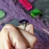 Art Deco Substantial Rose Cut Amethyst Diamond Platinum Heart Ring Wilson's Estate Jewelry