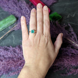 Victorian 1.33 CTW Cushion Cut Emerald Old Mine Cut Diamond 14 Karat Yellow Gold Antique Ring Wilson's Estate Jewelry