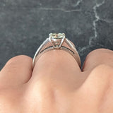 1.78 CTW Fancy Green Diamond Platinum Channel Set Vintage Engagement Ring GIA Wilson's Estate Jewelry