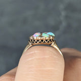 Victorian Old European Cut Diamond Opal Cabochon 14 Karat Yellow Gold Floral Antique Cluster Ring Wilson's Estate Jewelry