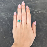 Art Deco 3.32 CTW Colombian Emerald Cabochon Diamond Platinum Bombay Gemstone Ring GIA Wilson's Estate Jewelry