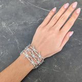 Tiffany & Co. Diamond Pearl Enamel 18 Karat White Gold Dragonfly Link Bracelet Wilson's Estate Jewelry