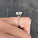 French Art Deco 5.12 CTW Old European Cut Diamond Platinum Foliate Vintage Engagement Ring GIA Wilson's Estate Jewelry