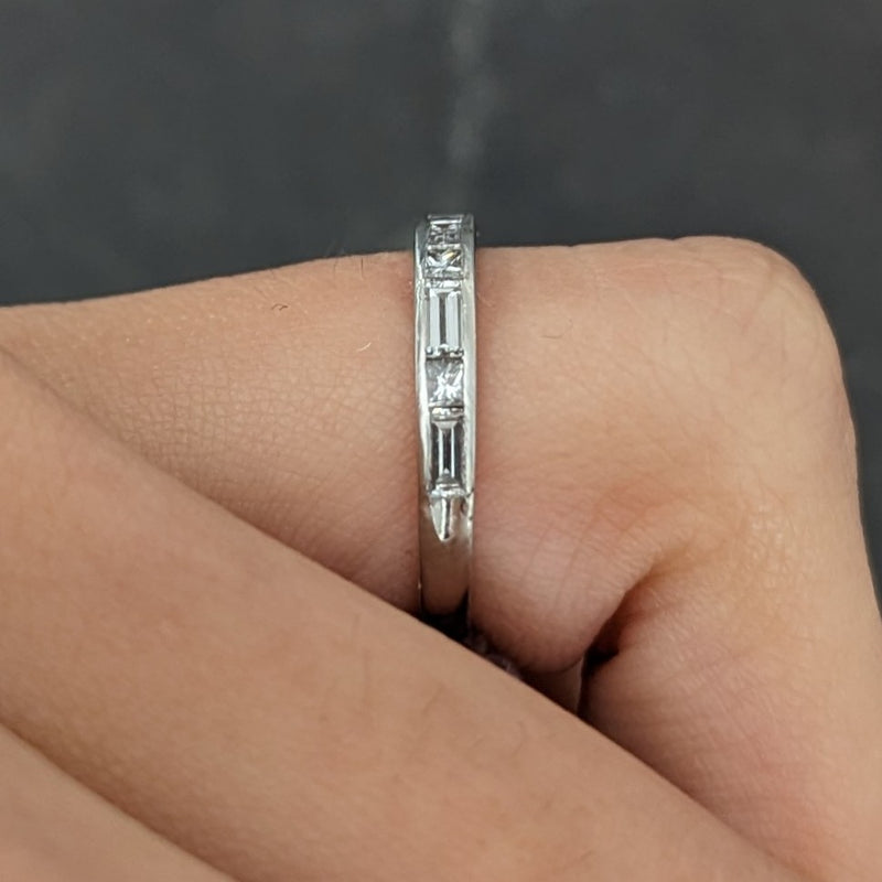 Mid-Century Baguette Cut Diamond Platinum Vintage Chanel Band Ring