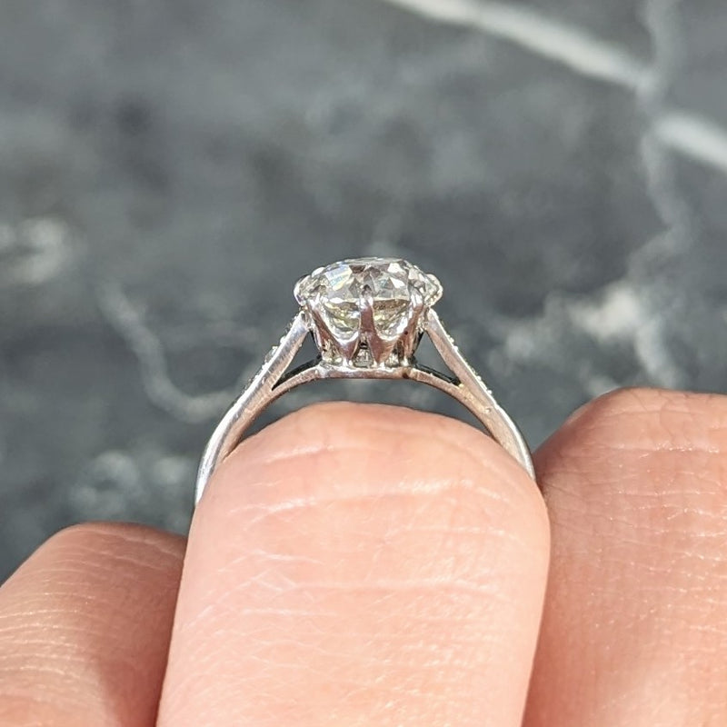 Art Deco 1.65 CTW Old European Cut Diamond Platinum Crown Engagement Ring Wilson's Estate Jewelry