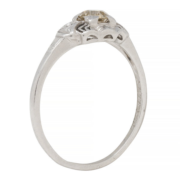 Art Deco 0.45 CTW Fancy Diamond Platinum Vintage Engagement Ring