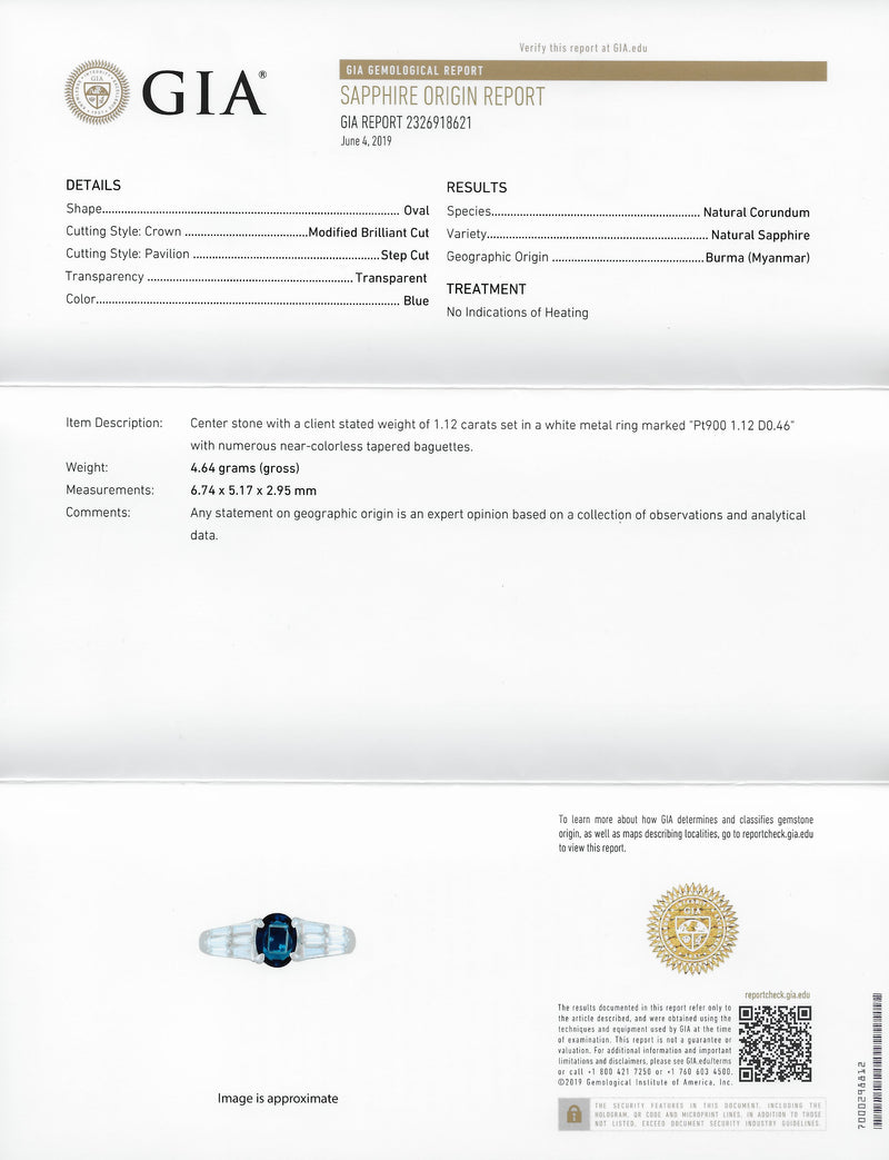 Contemporary 1.58 CTW No Heat Burma Sapphire Diamond Platinum Statement Ring GIARing - Wilson's Estate Jewelry