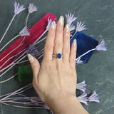 1950's Mid-Century 3.45 CTW Sapphire Diamond Platinum 18 Karat Yellow Gold Ring