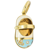 Aaron Basha Diamond 18 Karat Gold Enamel Strap Shoe Charm Wilson's Estate Jewelry