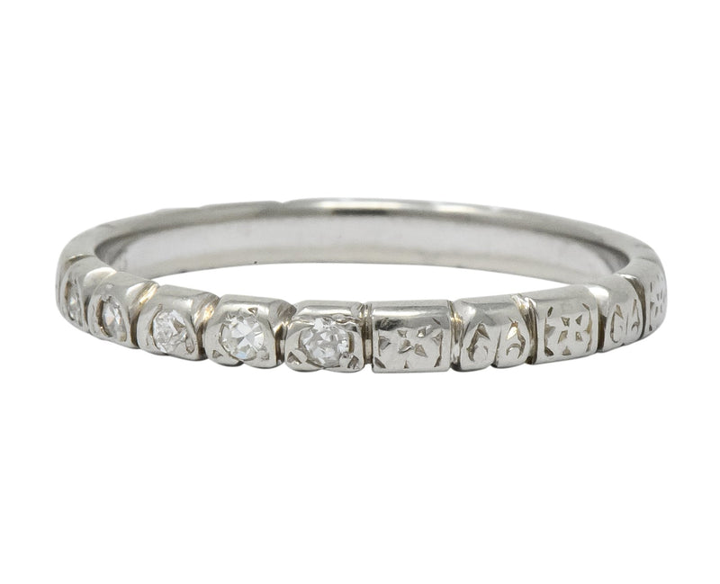 Abel Bros. & Co. Art Deco Diamond 18 Karat White Gold Stackable Band Ring - Wilson's Estate Jewelry