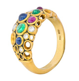 Alex Sepkus Blue Sapphire Emerald Ruby Diamond 18 Karat Gold Cluster Ring - Wilson's Estate Jewelry