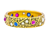 Alex Sepkus Blue Sapphire Ruby Diamond 18 Karat Gold Band Ring - Wilson's Estate Jewelry