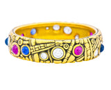 Alex Sepkus Blue Sapphire Ruby Diamond 18 Karat Gold Band Ring - Wilson's Estate Jewelry