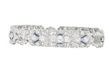 Amazing Art Deco 11.50 CTW Diamond Sapphire Platinum Bracelet Wilson's Estate Jewelry