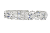 Amazing Art Deco 11.50 CTW Diamond Sapphire Platinum Bracelet Wilson's Estate Jewelry