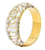 Angela Cummings Mother of Pearl 18 Karat Gold Floral Bangle Bracelet - Wilson's Estate Jewelry