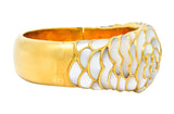 Angela Cummings Mother of Pearl 18 Karat Gold Floral Bangle Bracelet - Wilson's Estate Jewelry
