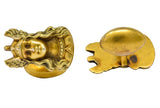 Antique 10 Karat Gold Norse Valkyrie Goddess Men's Cufflinks - Wilson's Estate Jewelry
