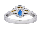 Antique 2.35 CTW Sapphire Diamond Gold Platinum Three Stone Ring - Wilson's Estate Jewelry