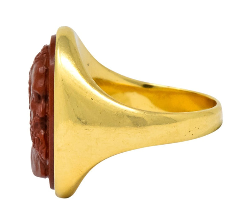 Antique Hardstone 18 Karat Gold Cameo Unisex Ring - Wilson's Estate Jewelry