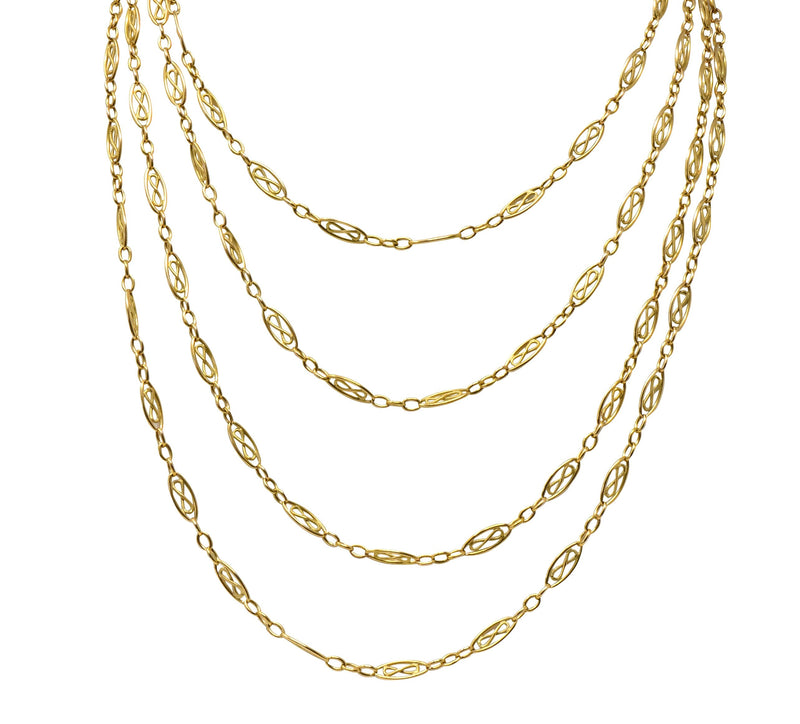 Antique Victorian 18 Karat Gold 67 Inch Watch Chain Necklace - Wilson's Estate Jewelry