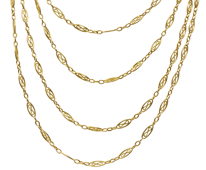 Antique Victorian 18 Karat Gold 67 Inch Watch Chain Necklace - Wilson's Estate Jewelry