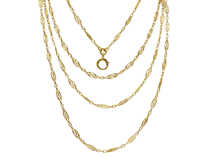 Antique Victorian 18 Karat Gold 67 Inch Watch Chain Necklace - Wilson's Estate Jewelry