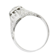 Art Deco 0.25 CTW Old European Diamond Platinum Octagonal Engagement Ring Wilson's Estate Jewelry