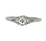 Art Deco 0.27 CTW Diamond 18 Karat White Gold Engagement Ring Wilson's Estate Jewelry