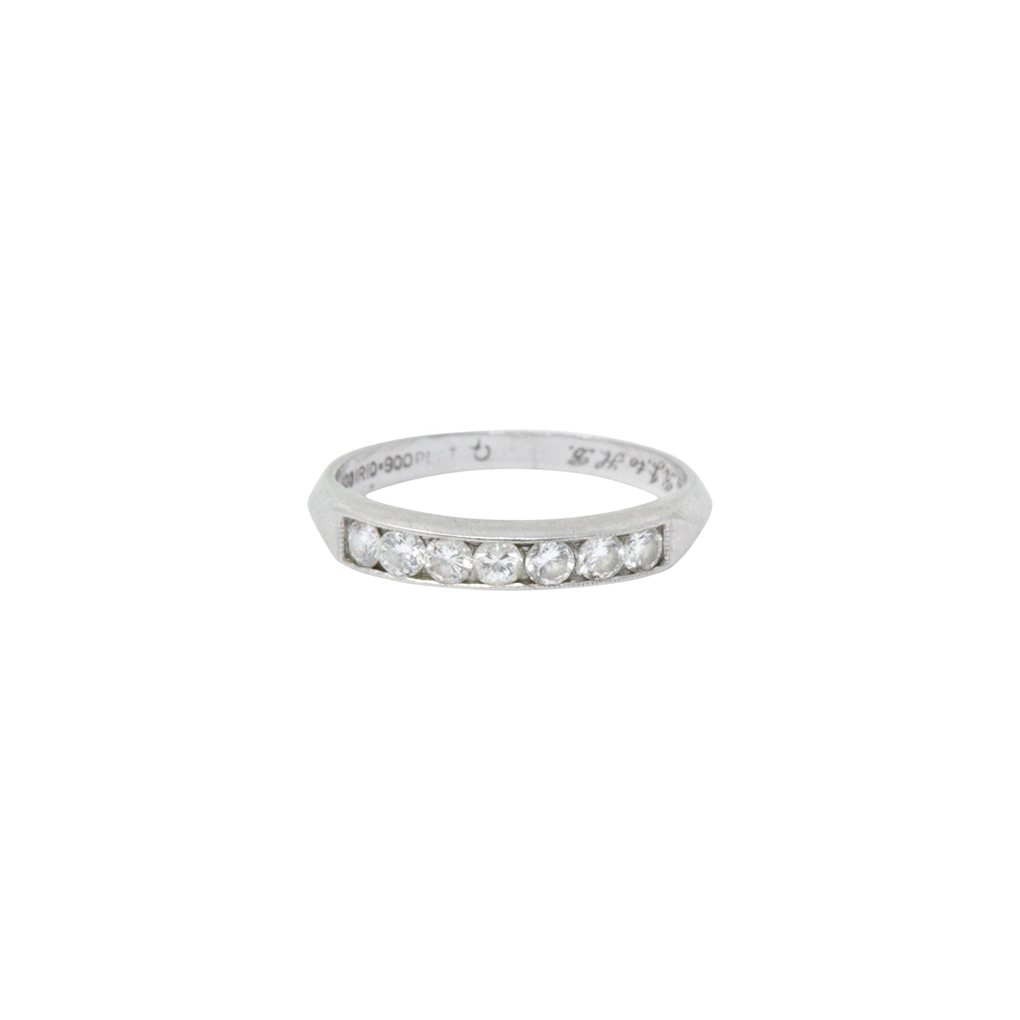 Art Deco 0.35 CTW Diamond Platinum Channel Anniversary Band Ring Wilson's Estate Jewelry